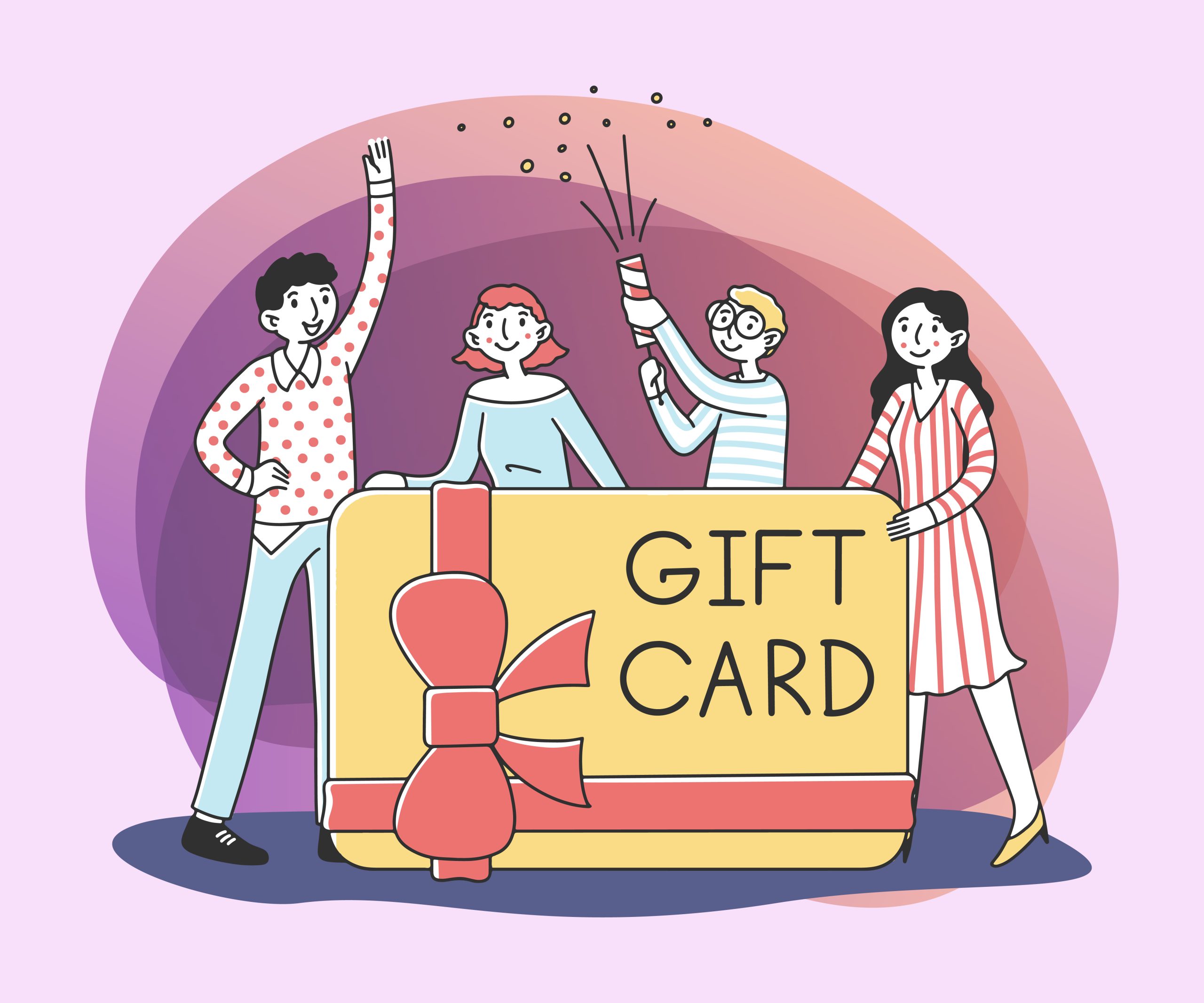 איור של גיפטקארד ואנשים